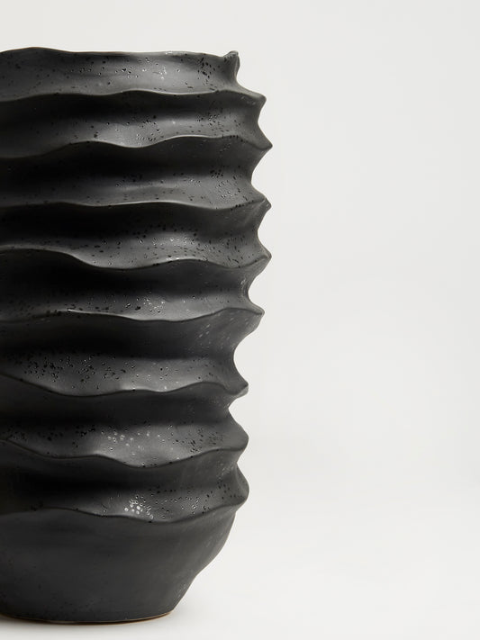 Black Ceramic Line Vase
